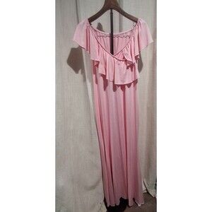 Pink Off The Shoulder Ruffle Maxi Dress XL